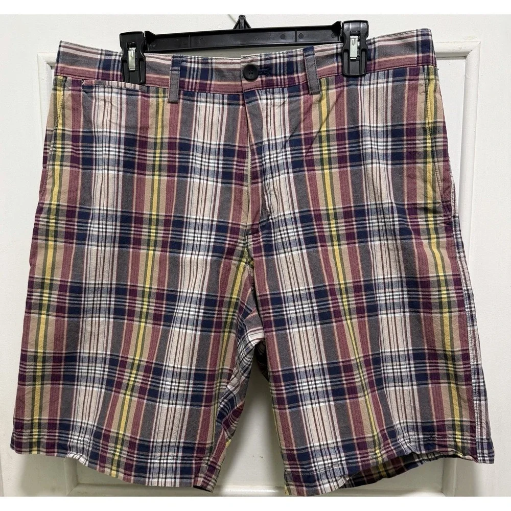 Banana Republic Men's Madras Print Plaid Cotton Shorts Size 35